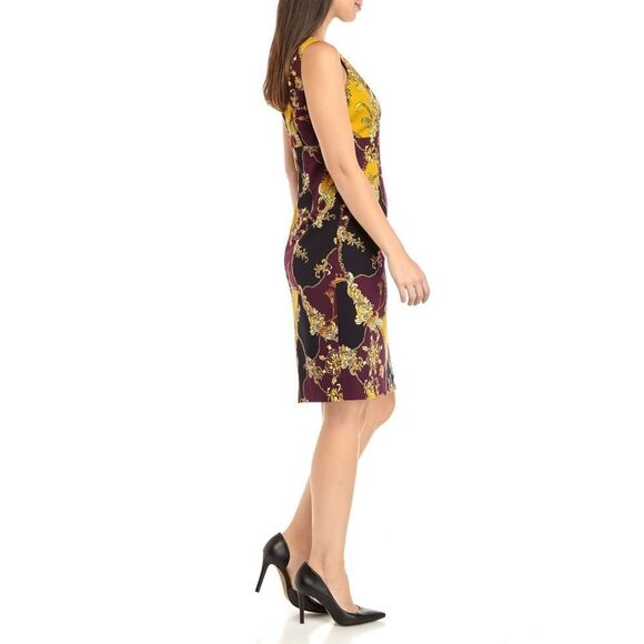 New! KASPER Women's Ornate Print Stretch Crepe Sheath Dress Size 10 - Picture 3 of 7